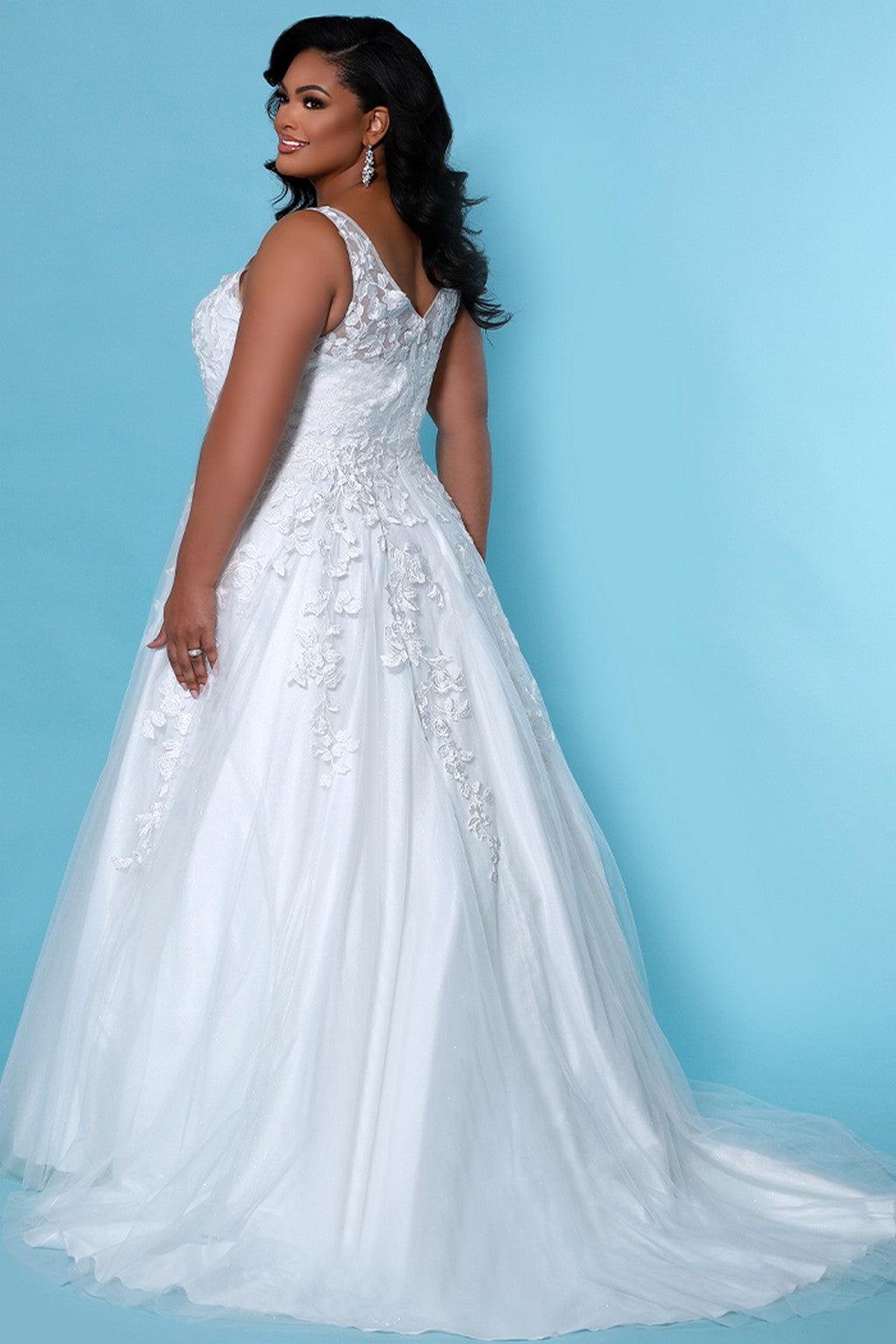 Ivory Sydneys Closet SC5259 Plus Size Long Sleeveless Wedding Dress for $647.99 – The Dress Outlet