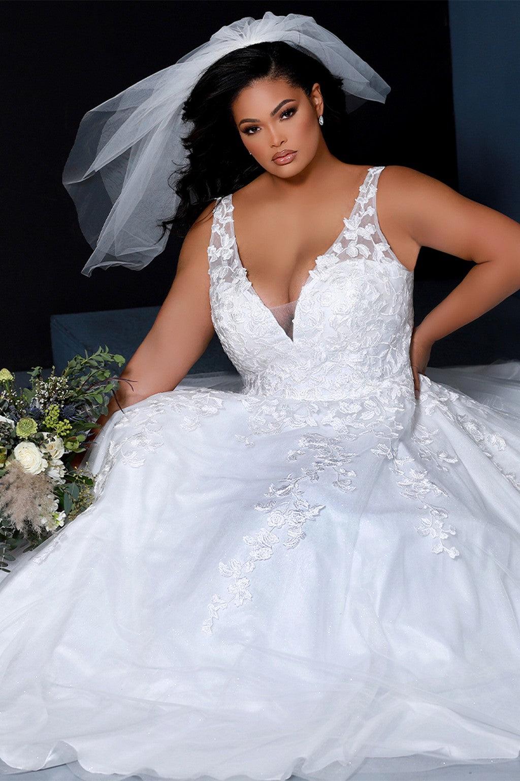 Sydneys Closet SC5259 Plus Size Long Sleeveless Wedding Dress for $647. ...