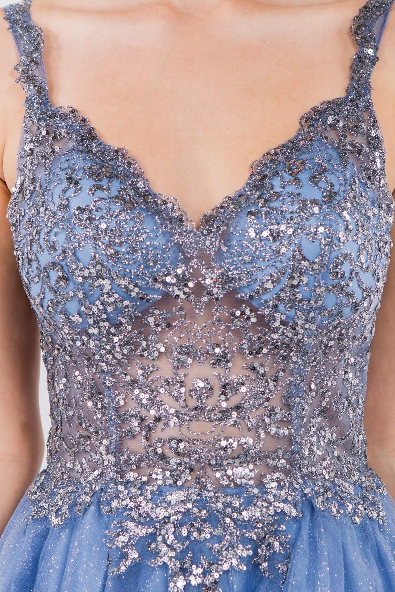 Sheer Bodice Short Homecoming Dress - The Dress Outlet