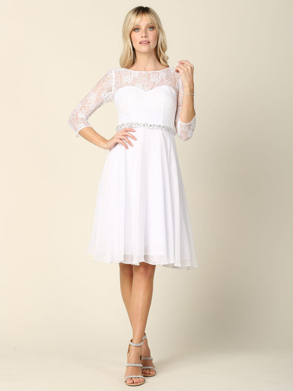 Short 3/4 Sleeve Lace Cocktail Dress