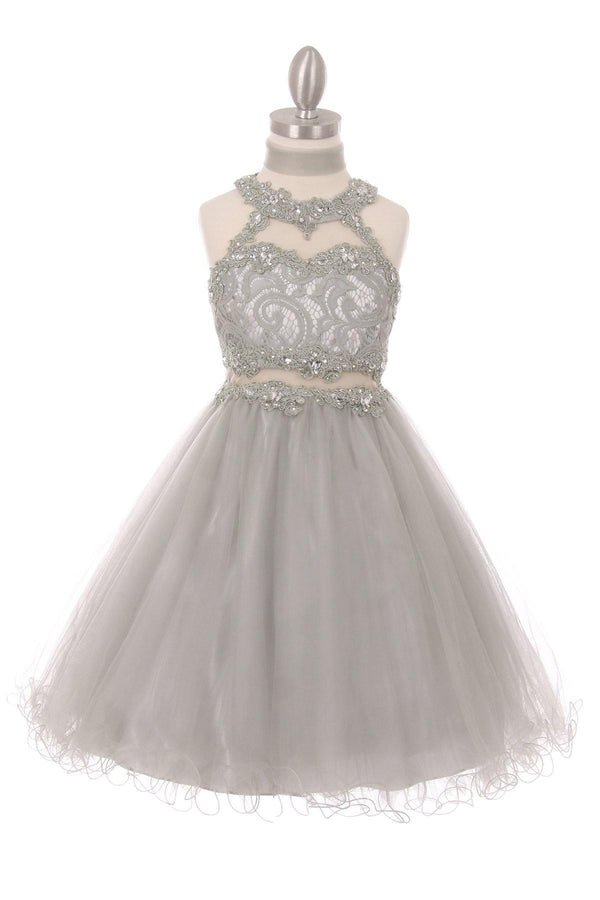 Silver 4 Short Beaded Dress Flower Girls Sale