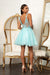 Short Cocktail Glitter Mesh Floral Homecoming Dress - The Dress Outlet