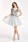 Short Cocktail Glitter Mesh Floral Homecoming Dress - The Dress Outlet