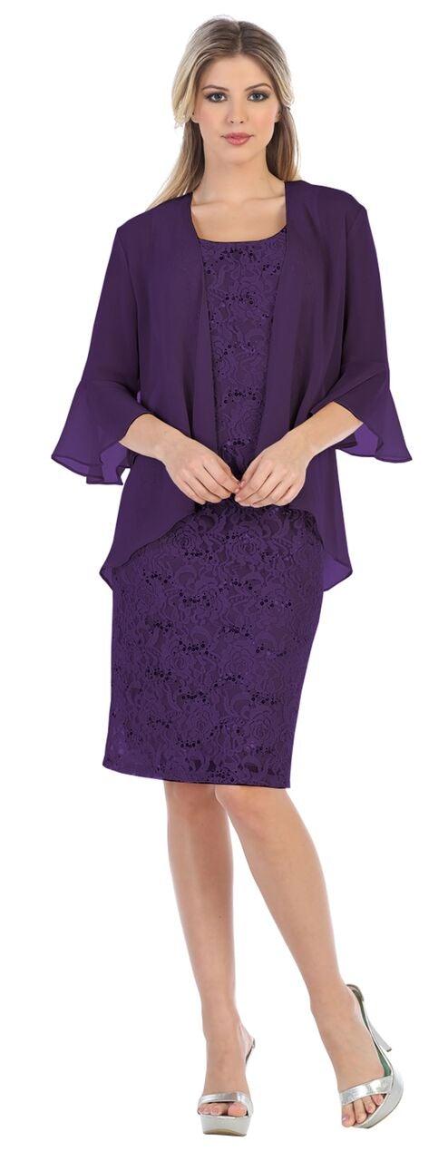 Short Formal Mother of the Bride Evening Dress with Jacket Sale - The Dress Outlet