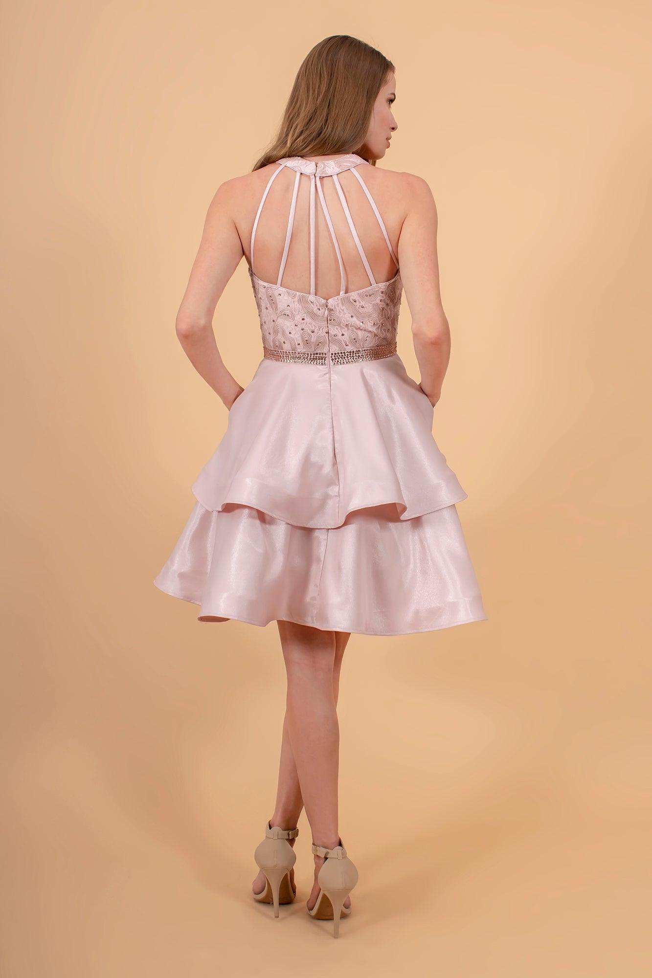 Short Homecoming Halter Satin Cocktail Dress