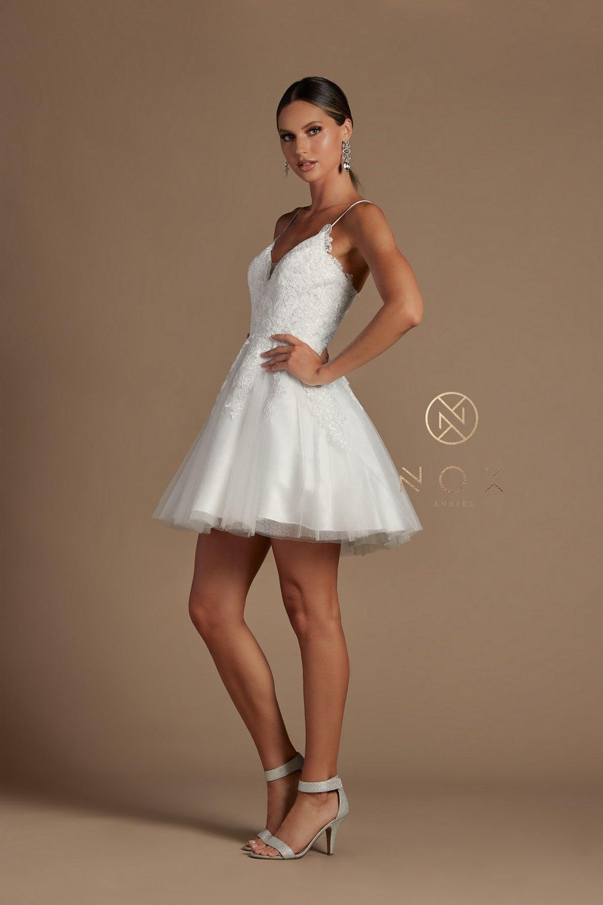 Short Homecoming Spaghetti Strap Cocktail Dress - The Dress Outlet