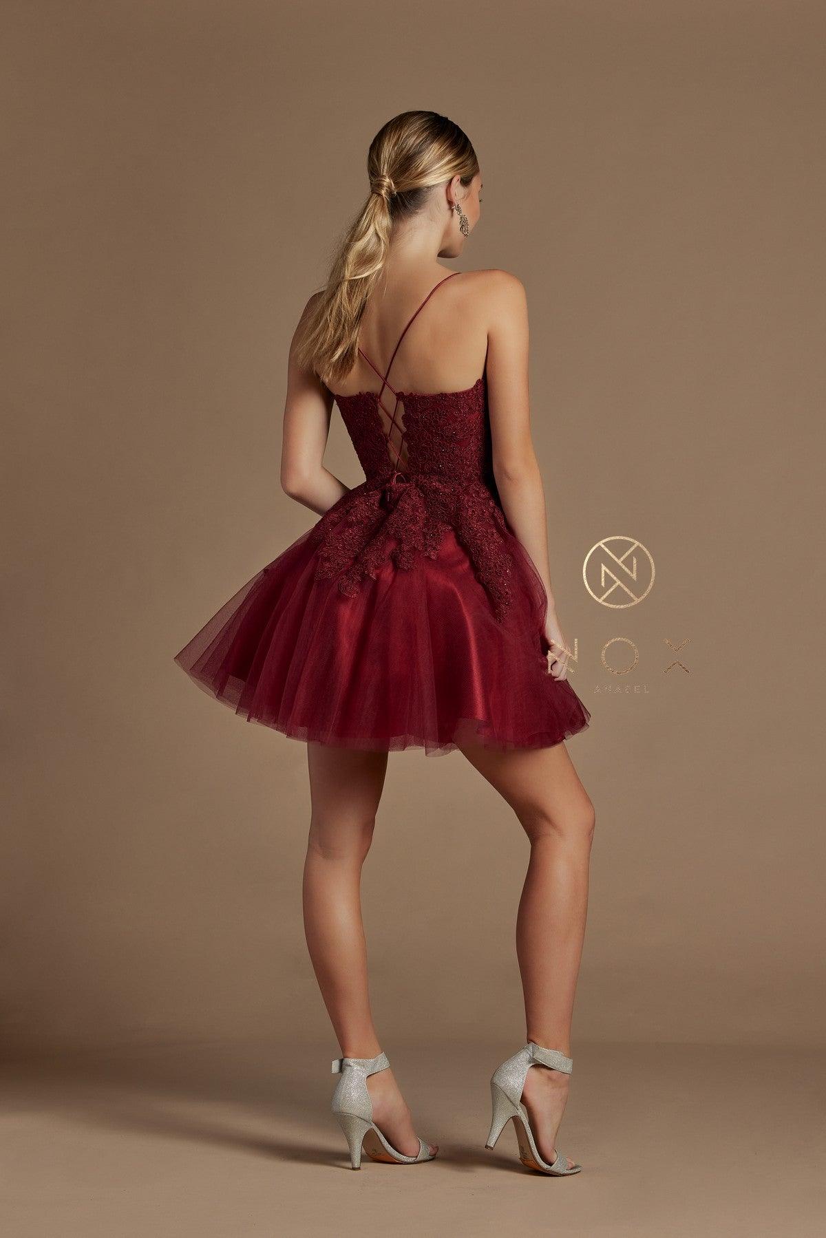 Short Homecoming Spaghetti Strap Cocktail Dress - The Dress Outlet