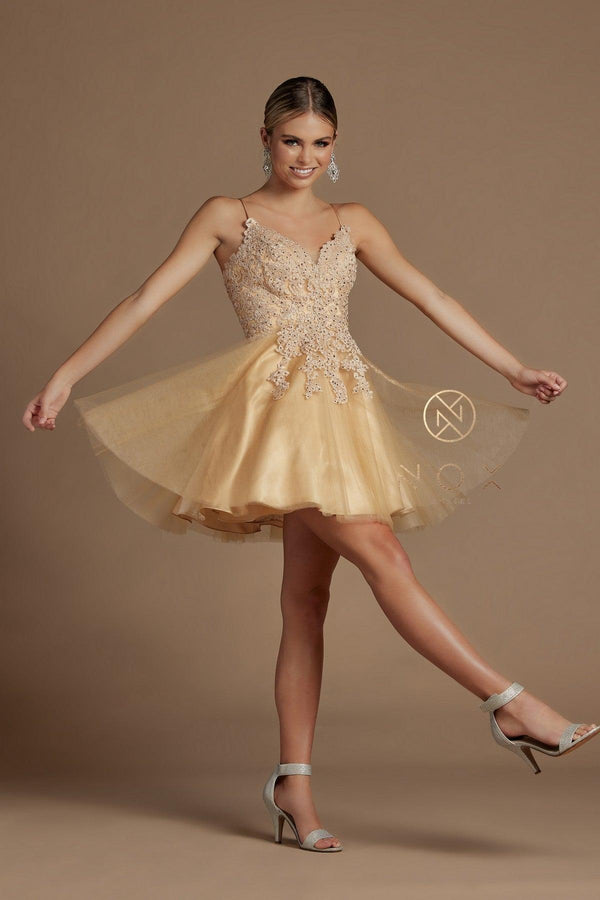 Short Homecoming Spaghetti Strap Cocktail Dress
