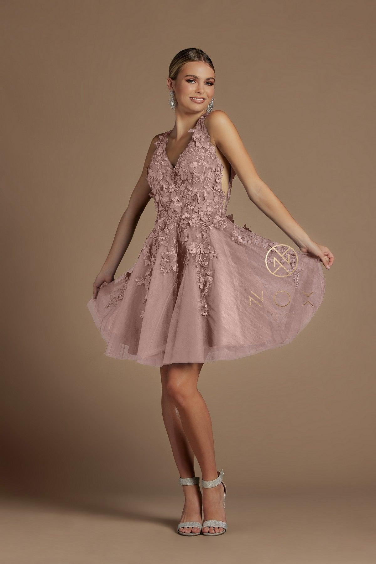 Short Lace Cocktail Homecoming Dress - The Dress Outlet