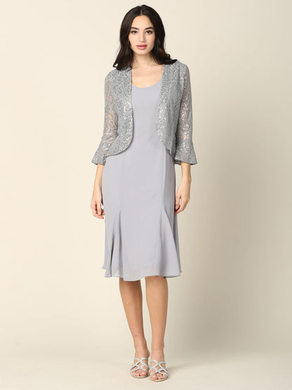 Short Mother of the Bride Two Piece Set Jacket Dress Sale - The Dress Outlet