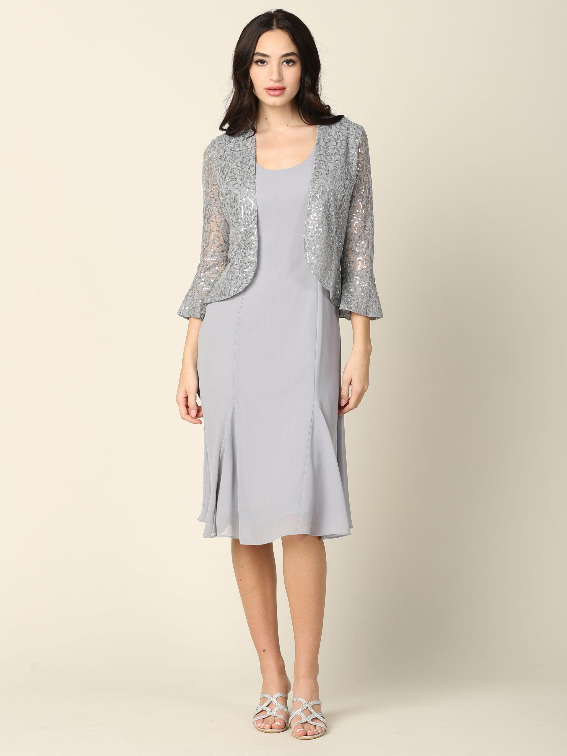 Short Mother of the Bride Two Piece Set Jacket Dress - The Dress Outlet