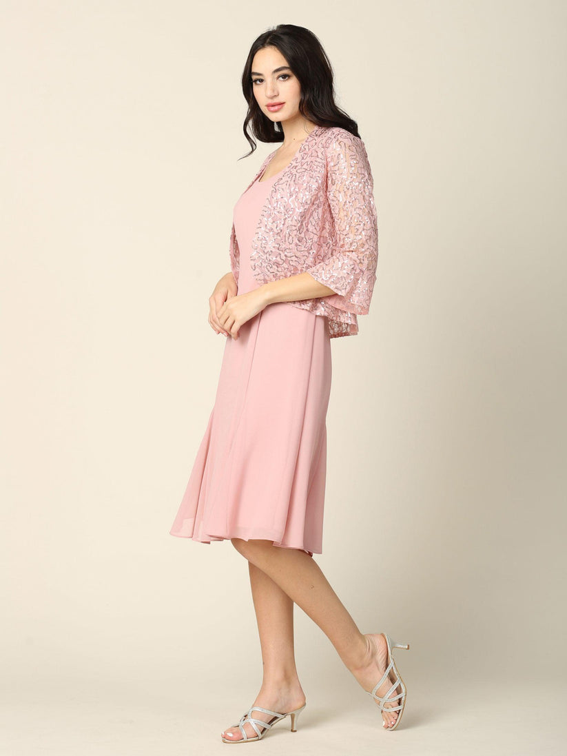 Mauve Short Mother of the Bride Two Piece Set Jacket Dress for $107.99 ...