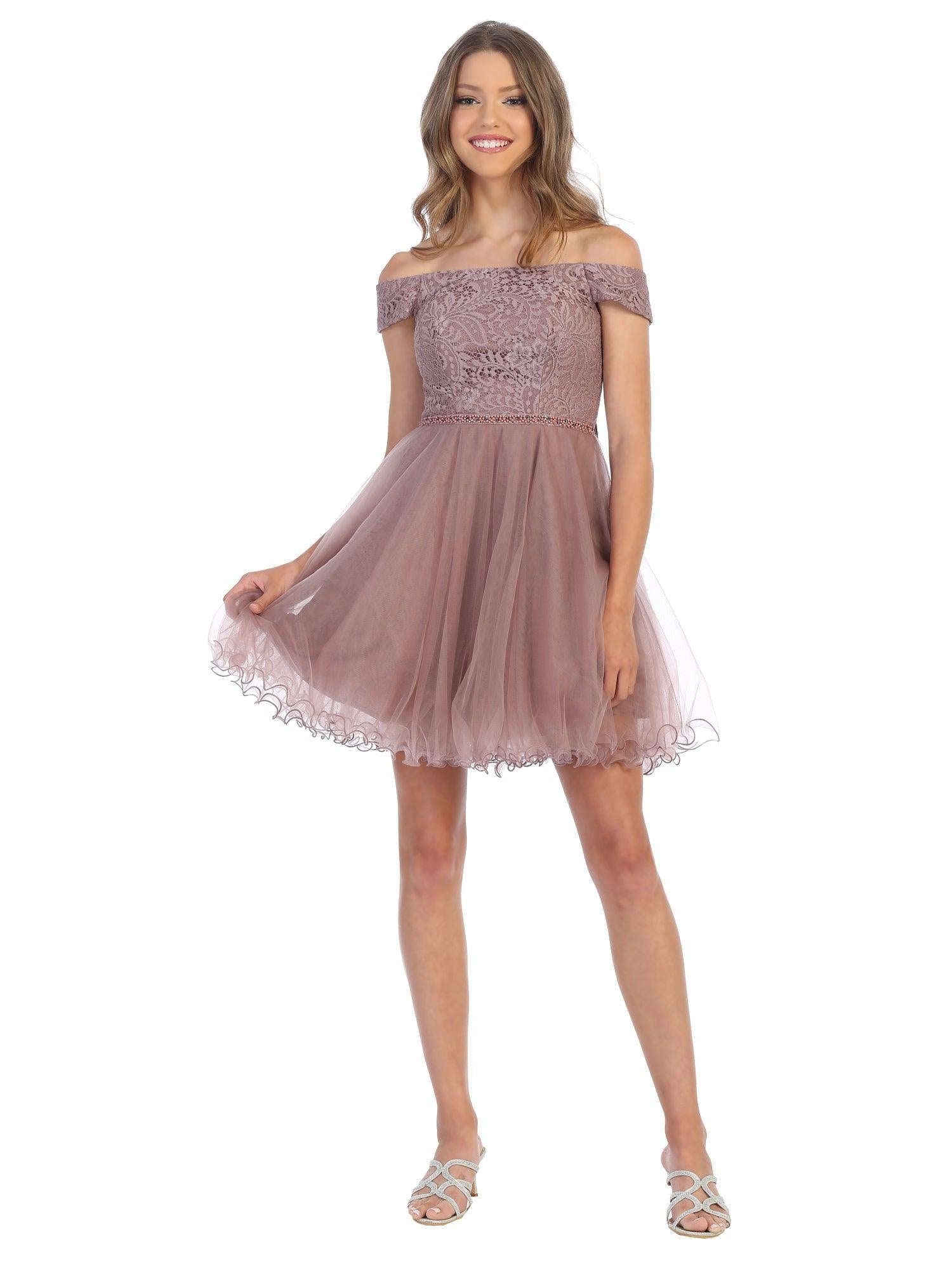 Royal Short Off Shoulder Homecoming Cocktail Dress
