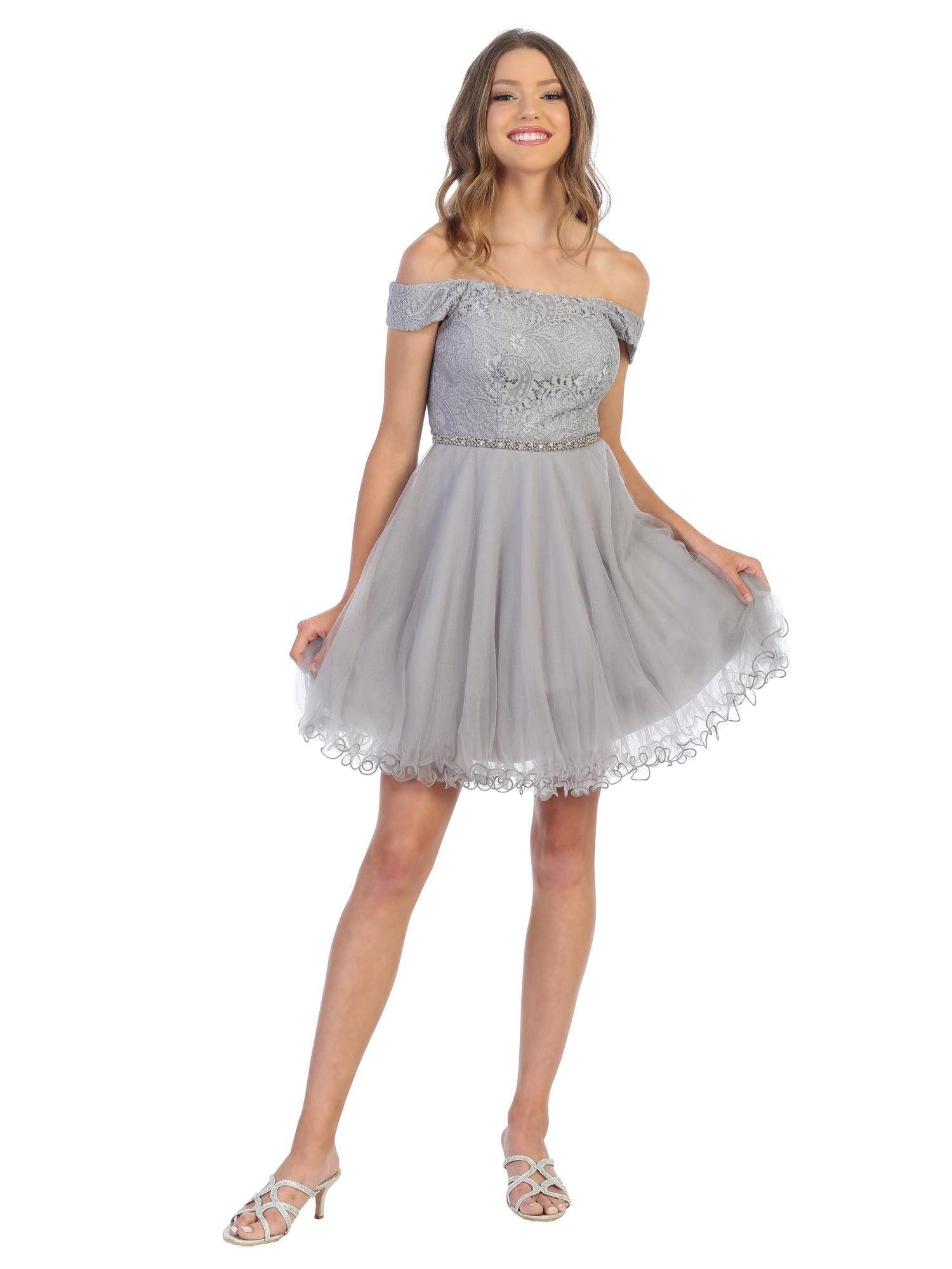 Royal Short Off Shoulder Homecoming Cocktail Dress
