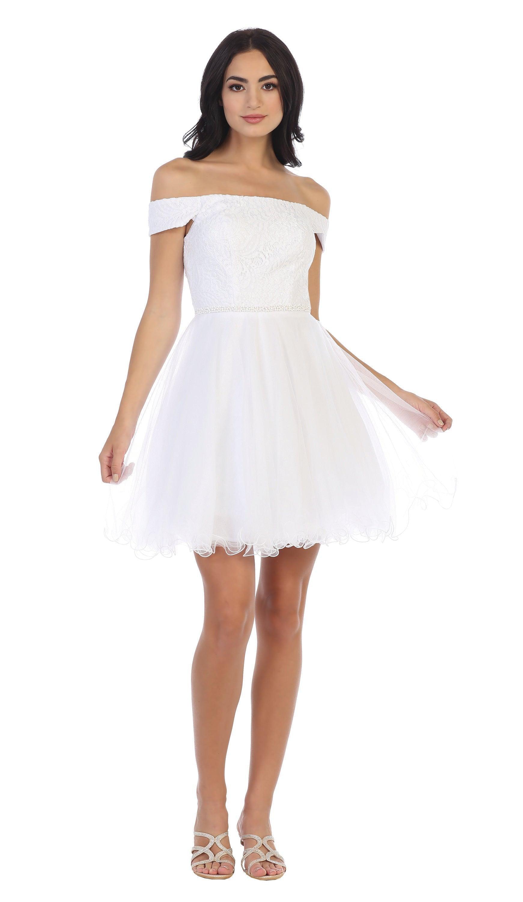 Royal Short Off Shoulder Homecoming Cocktail Dress