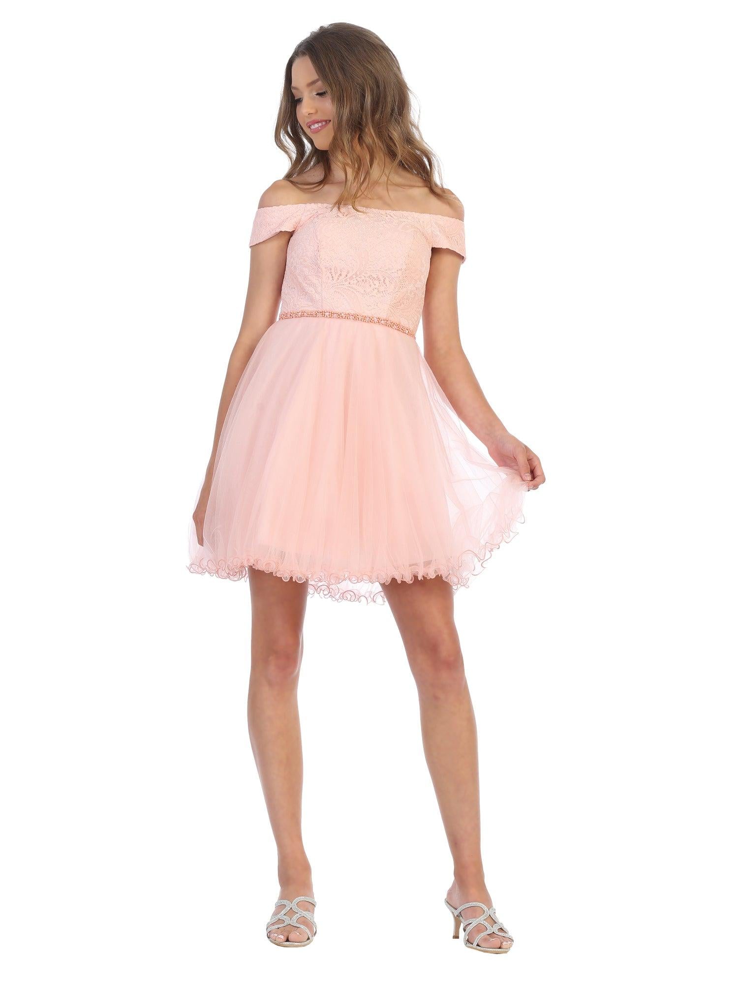 Royal Short Off Shoulder Homecoming Cocktail Dress