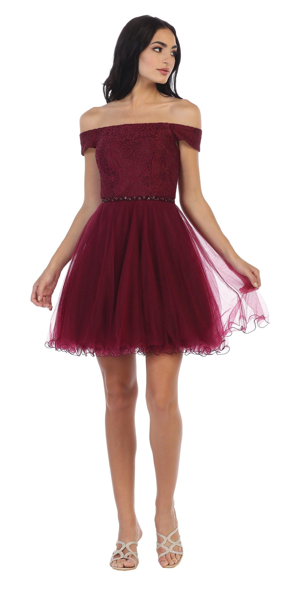 Short Off Shoulder Homecoming Cocktail Dress - The Dress Outlet