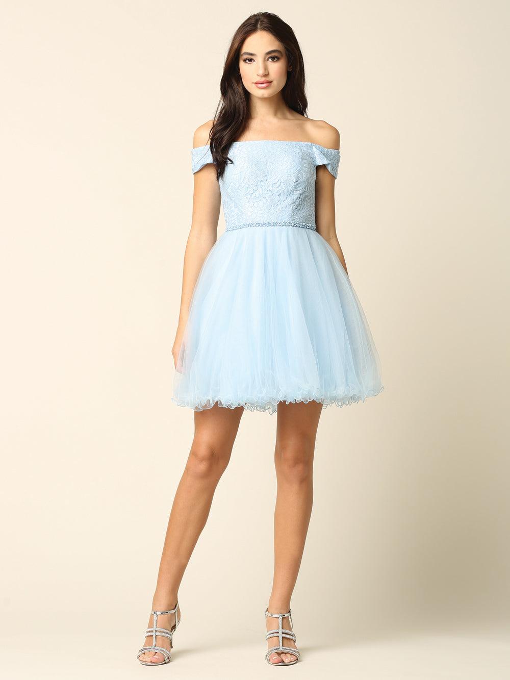 Royal Short Off Shoulder Homecoming Cocktail Dress