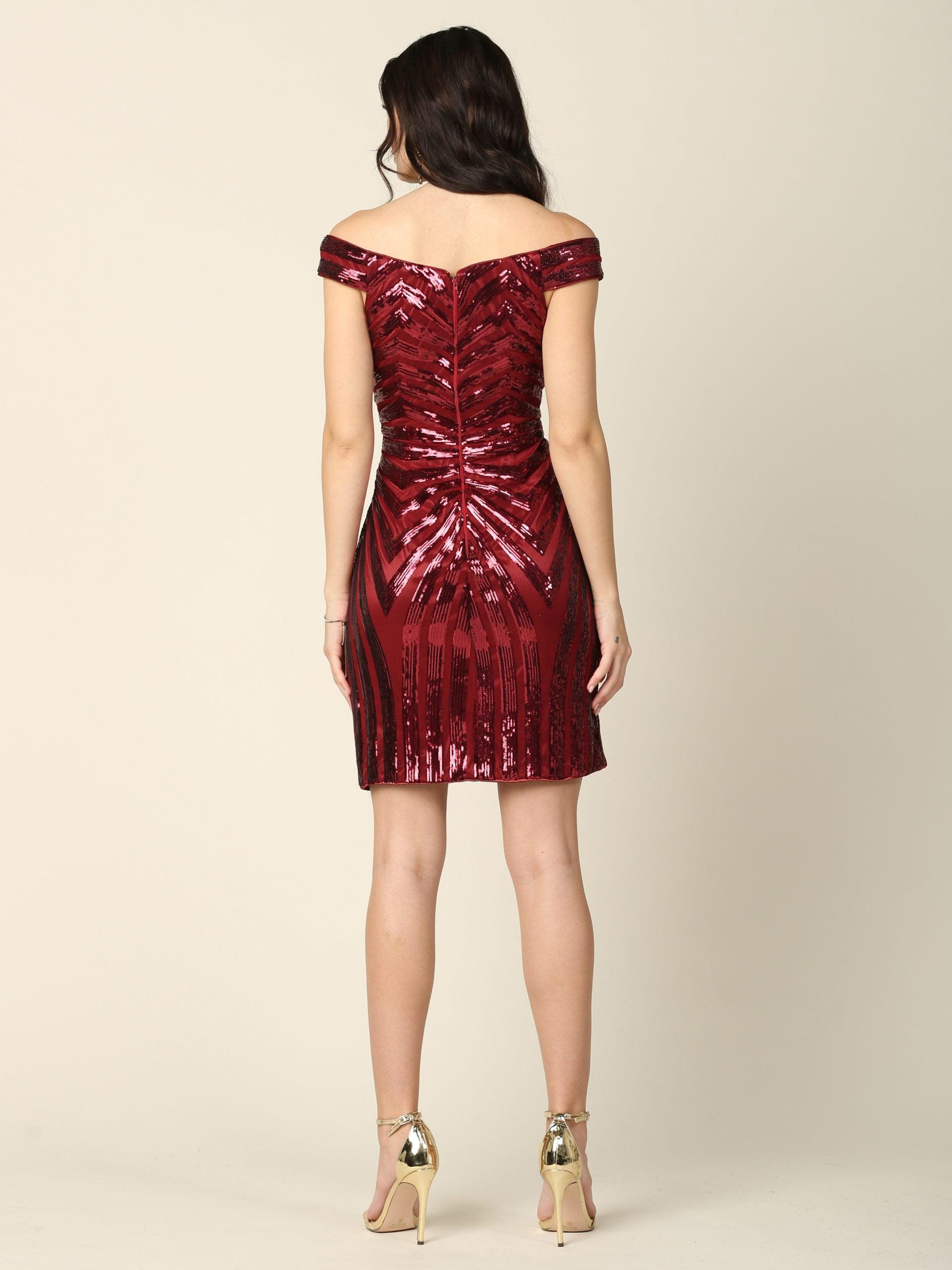 Short Off Shoulder Sequins Cocktail Dress