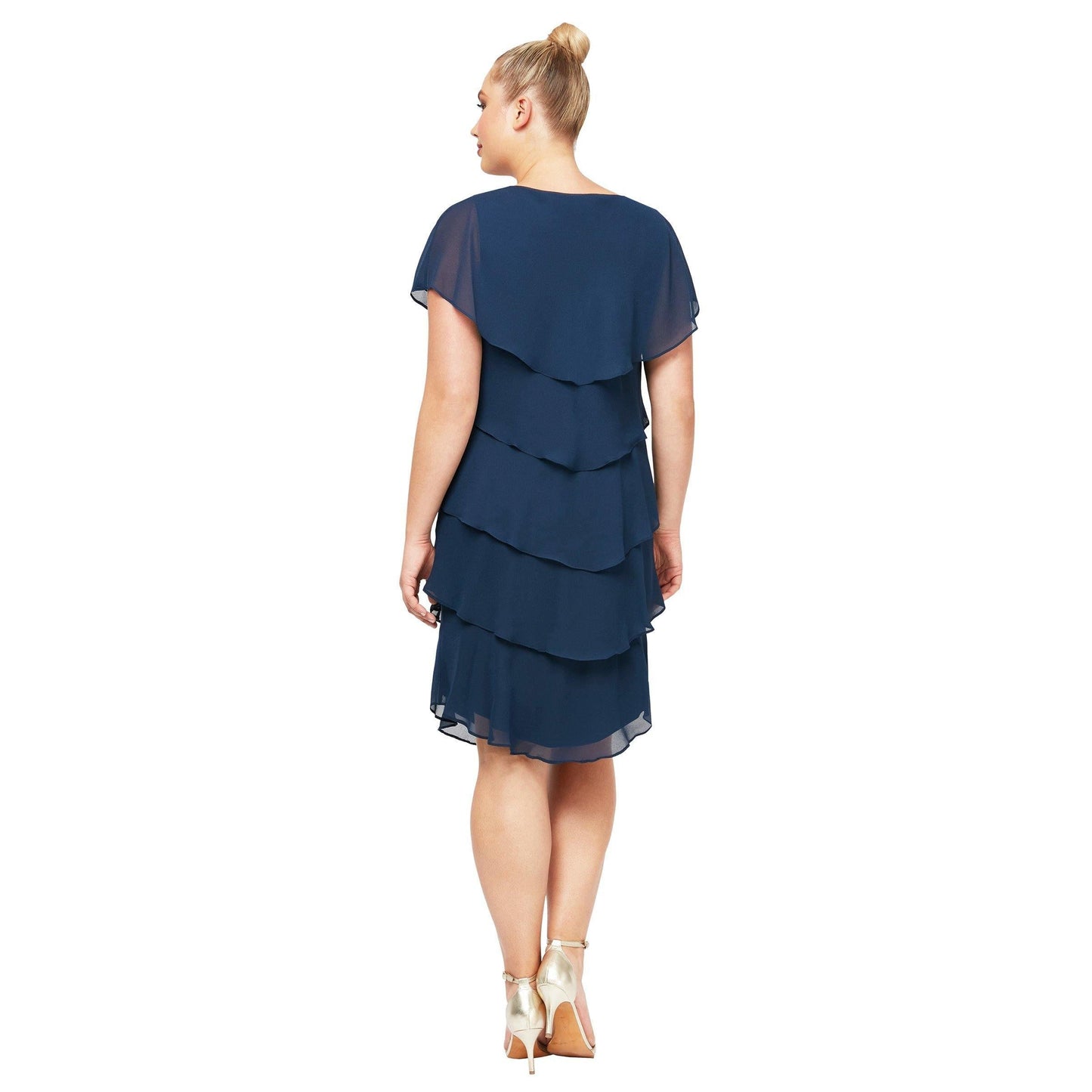SL Fashions Short Plus Size Tiered Dress 617525 - The Dress Outlet