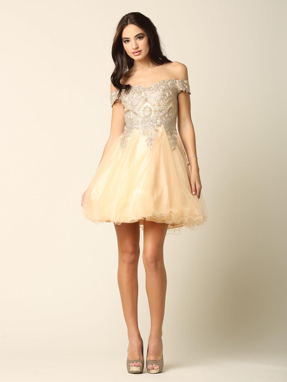 Short Prom Off Shoulder Homecoming Cocktail Dress - The Dress Outlet