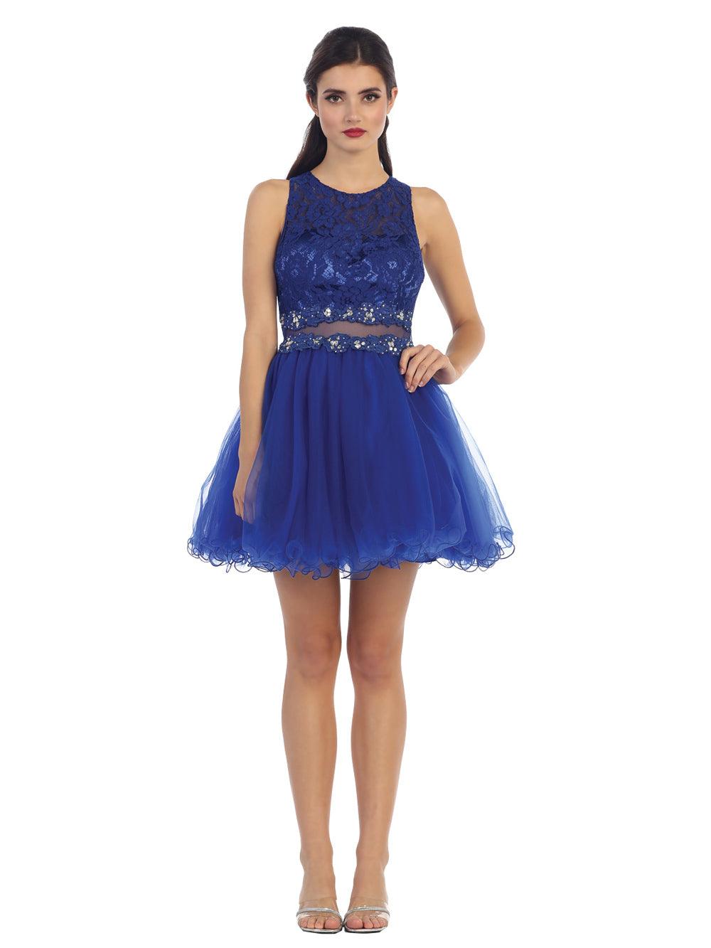 Short Sleeveless Lace Graduation Dress
