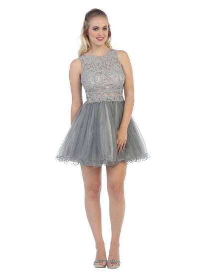 Short Prom Sleeveless Lace Cocktail Party Dress - The Dress Outlet