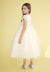 Short Sleeve Lace Bodice Flower Girl Dress - The Dress Outlet