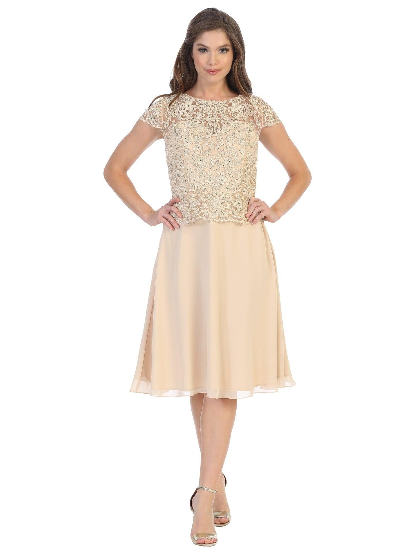 Short Sleeve Mother of the Bride Cocktail Dress - The Dress Outlet