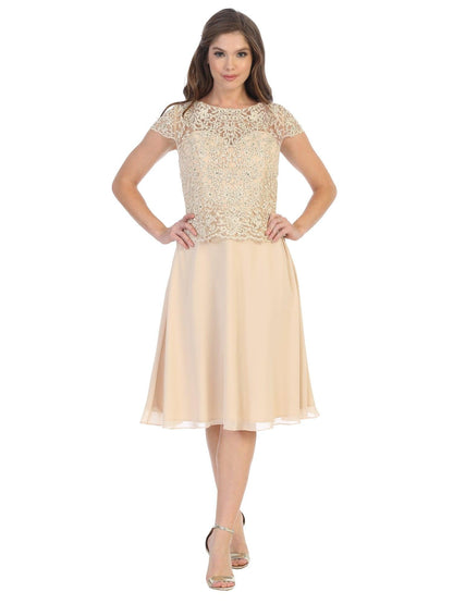 Short Sleeve Mother of the Bride Cocktail Dress - The Dress Outlet