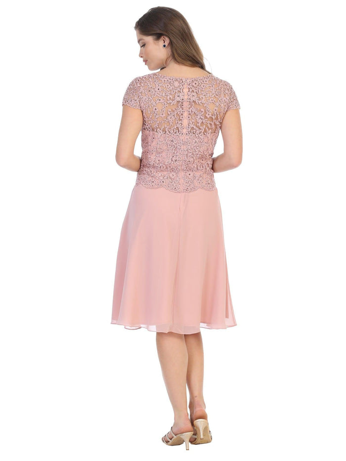 Short Sleeve Mother of the Bride Cocktail Dress - The Dress Outlet