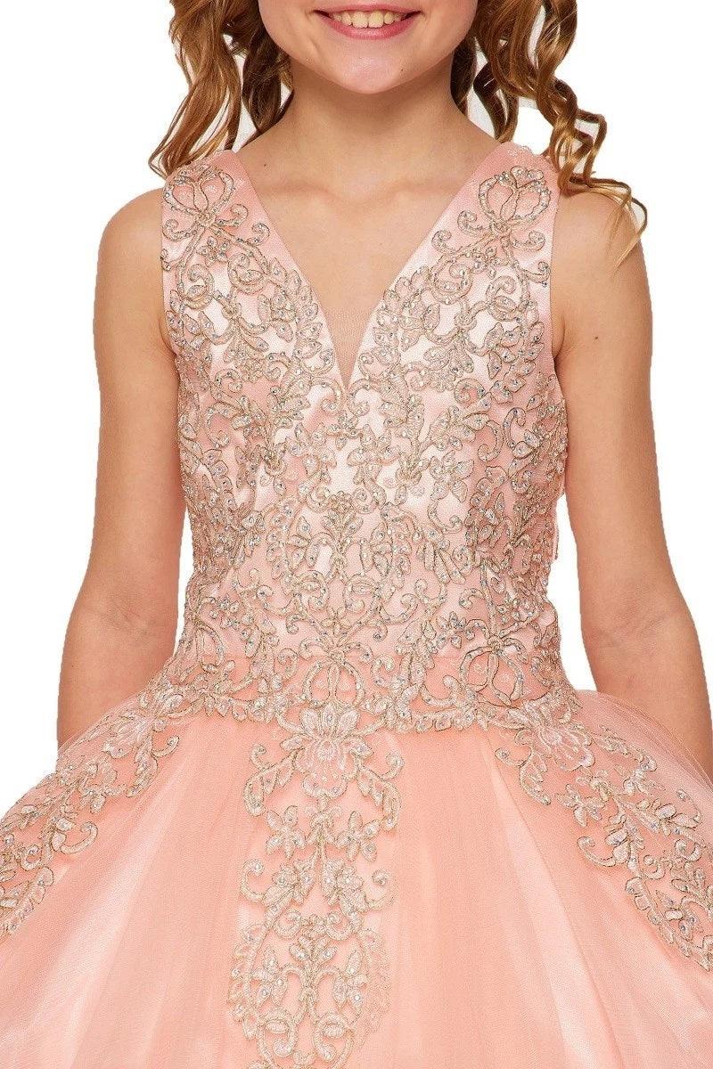 Champagne Short Sleeveless Flower Girl Dress for $103.99  The Dress Outlet