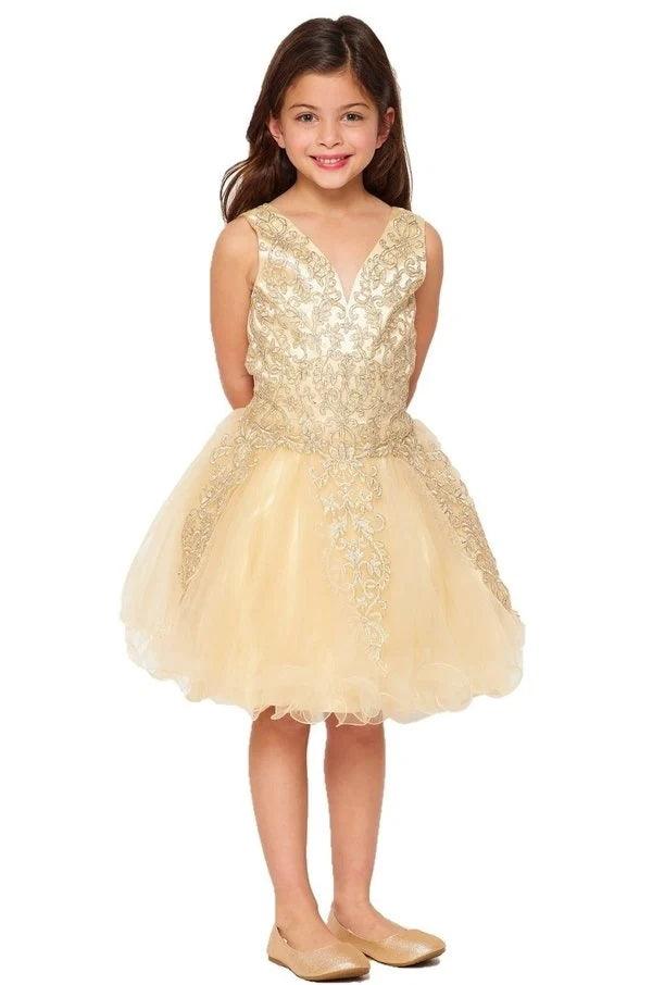 Short Sleeveless Flower Girl Dress - The Dress Outlet