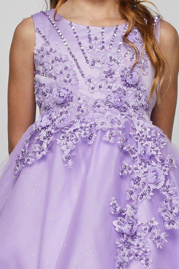 Short Sleeveless Glitter Flower Girl Dress - The Dress Outlet