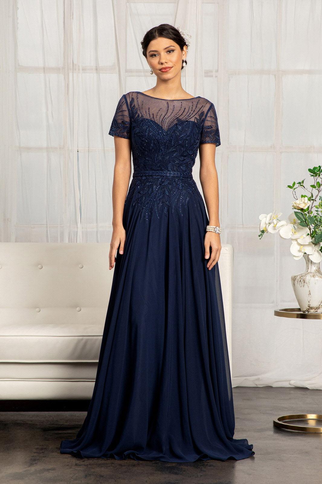 Short Sleeves Mother of the Bride Long Dress