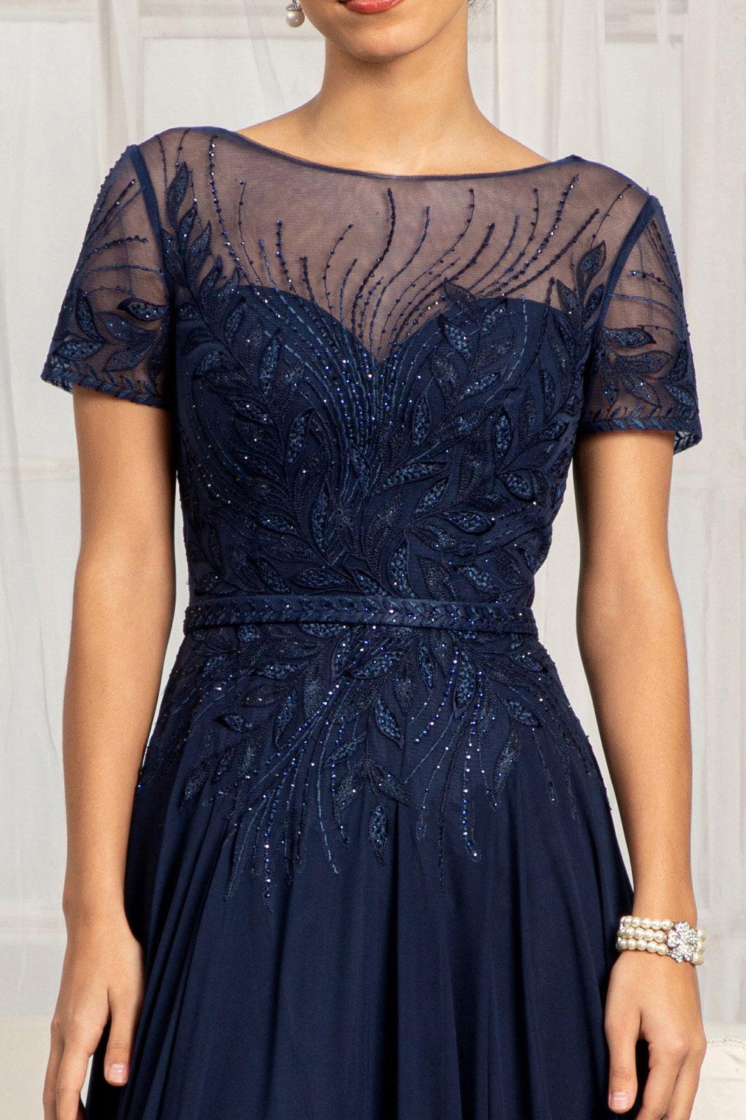 Short Sleeves Mother of the Bride Long Dress