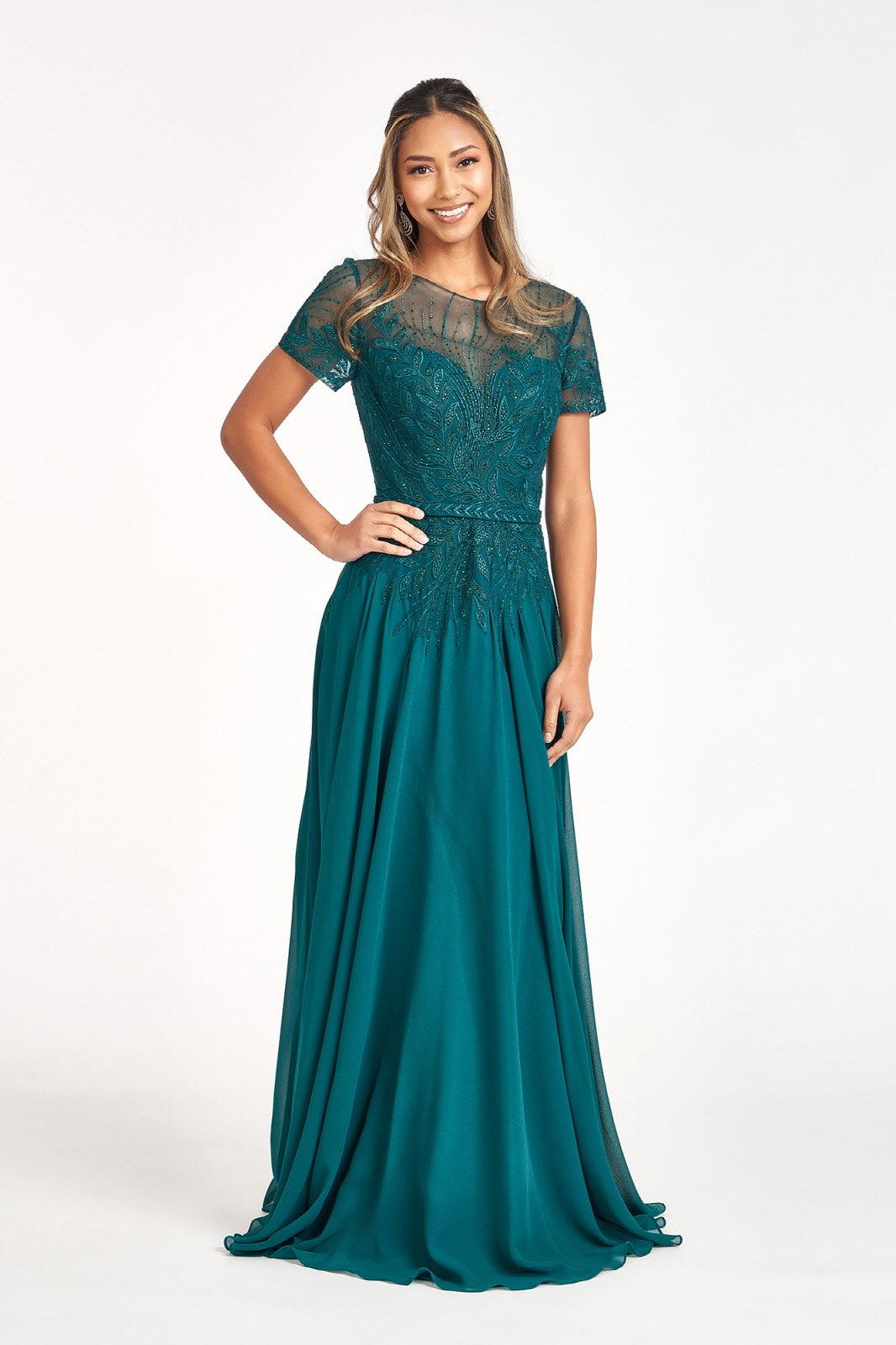 Short Sleeves Mother of the Bride Long Dress - The Dress Outlet