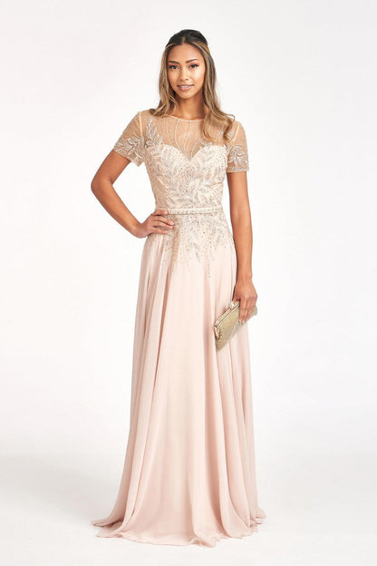 Short Sleeves Mother of the Bride Long Dress - The Dress Outlet