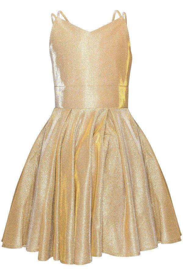 Short Spaghetti Strap Flower Girl Metallic Dress | The Dress Outlet Short Spaghetti Strap Flower Girl Metallic Dress | The Dress Outlet