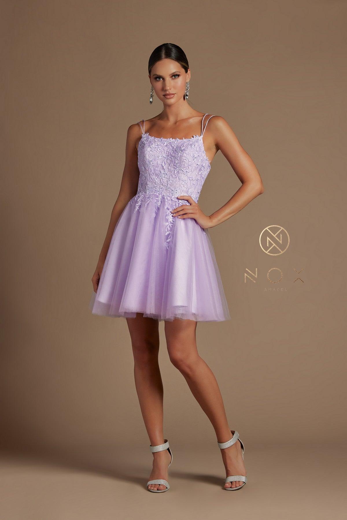 Short Spaghetti Strap Homecoming Dress - The Dress Outlet