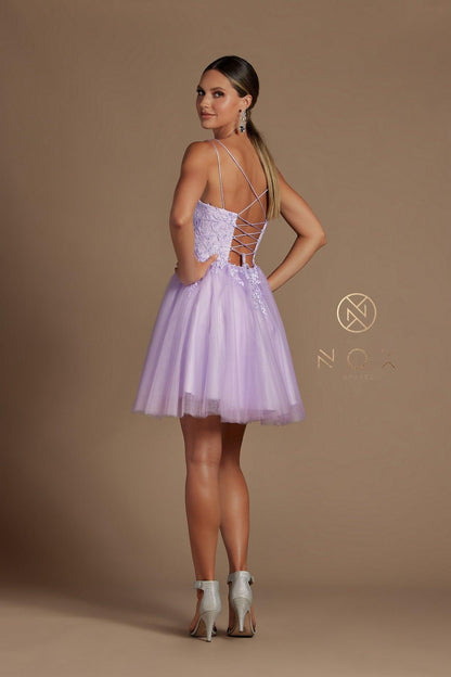 Short Spaghetti Strap Homecoming Dress - The Dress Outlet