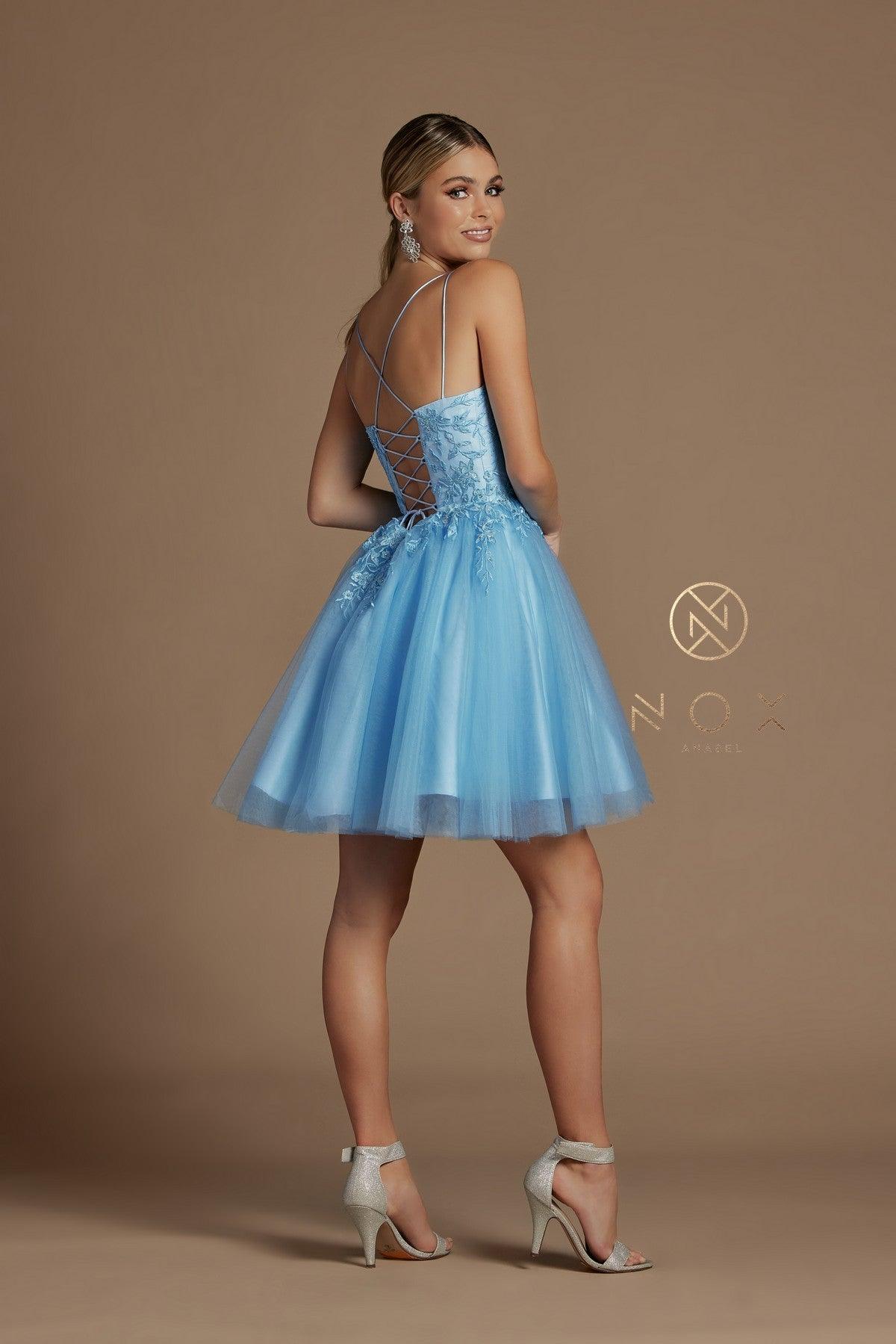 Short Spaghetti Strap Homecoming Dress - The Dress Outlet