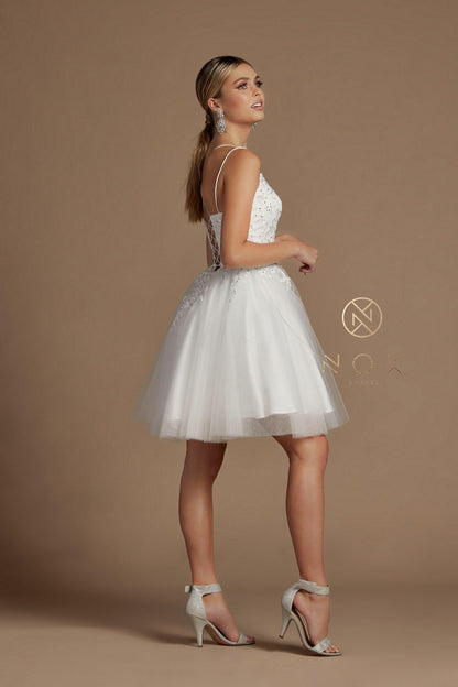 Short Spaghetti Strap Homecoming Dress - The Dress Outlet