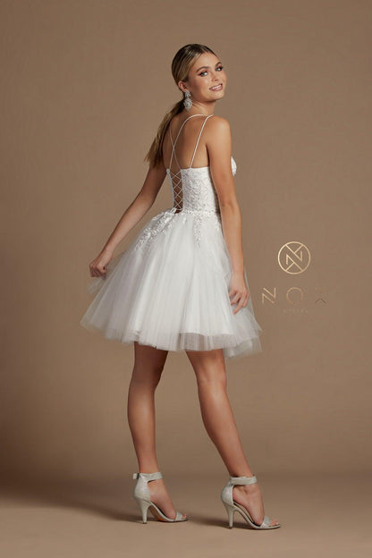 Short Spaghetti Strap Homecoming Dress - The Dress Outlet