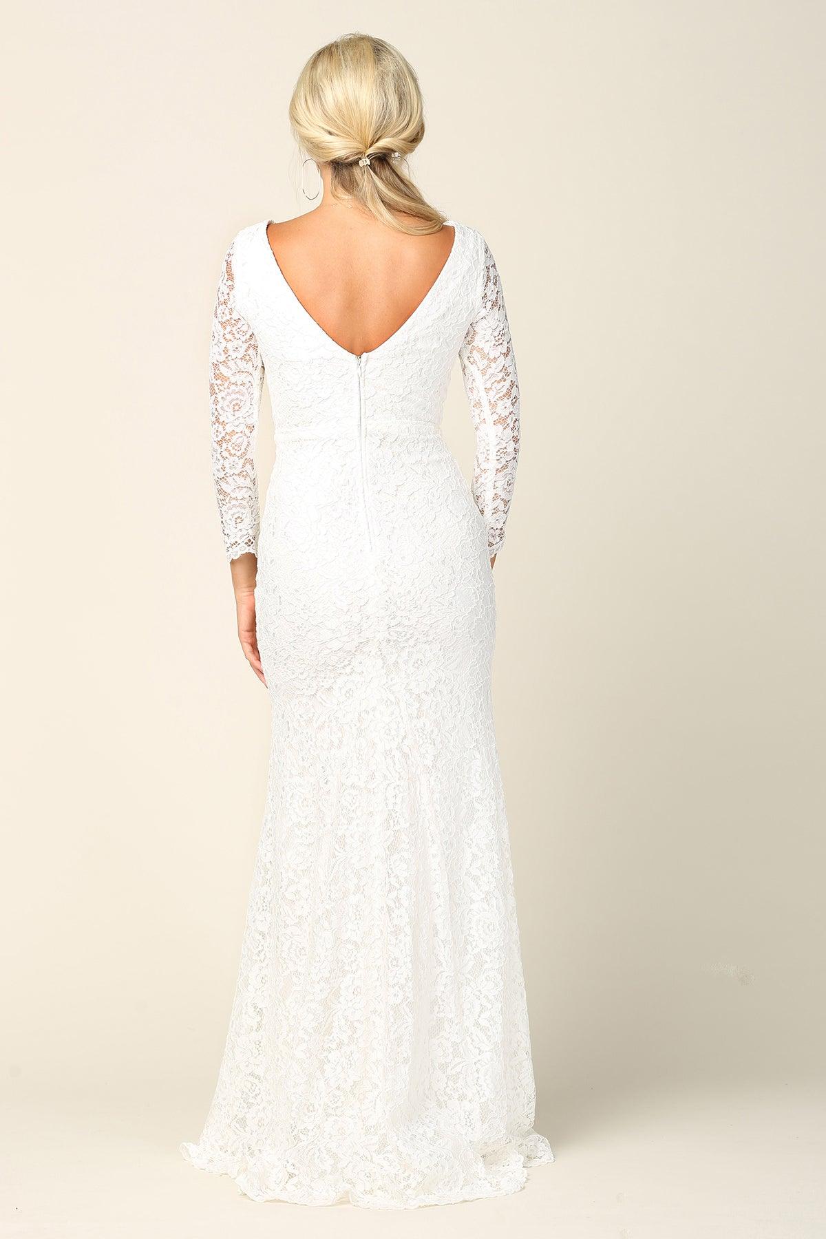 Simple Bridal Gown Long Sleeve Lace Wedding Dress