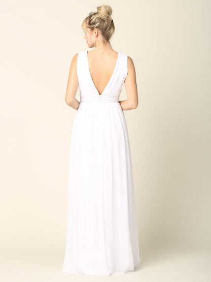 Simple Bridal Gown Long Sleeveless Wedding Dress - The Dress Outlet