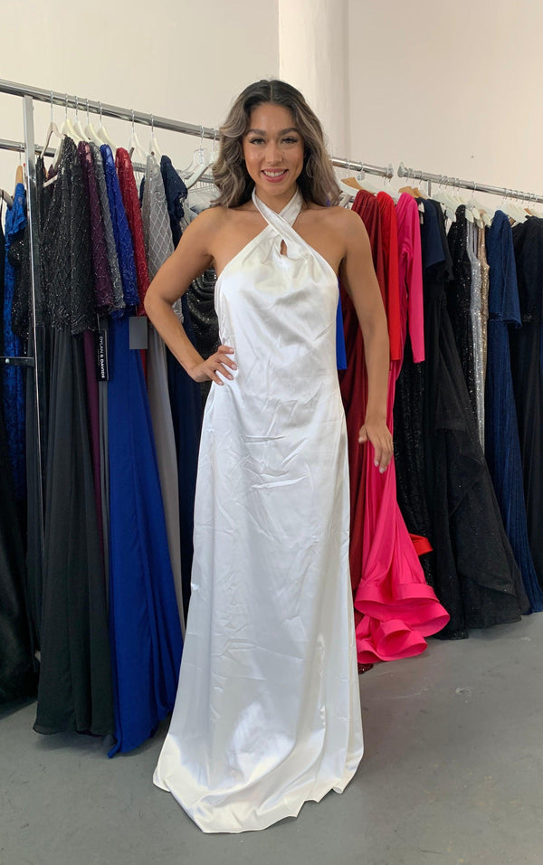 Simple Long Halter Wedding Dress Size 8