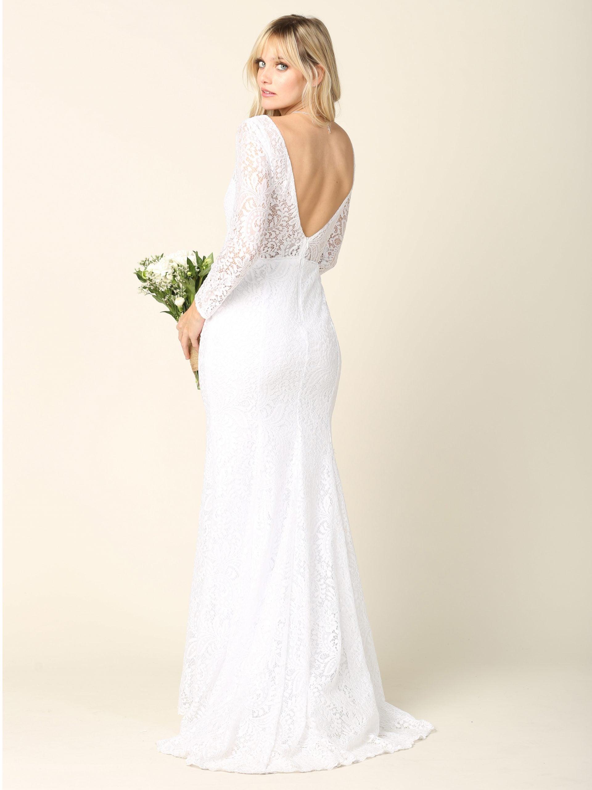 Simple Long Sleeve Lace Wedding Dress