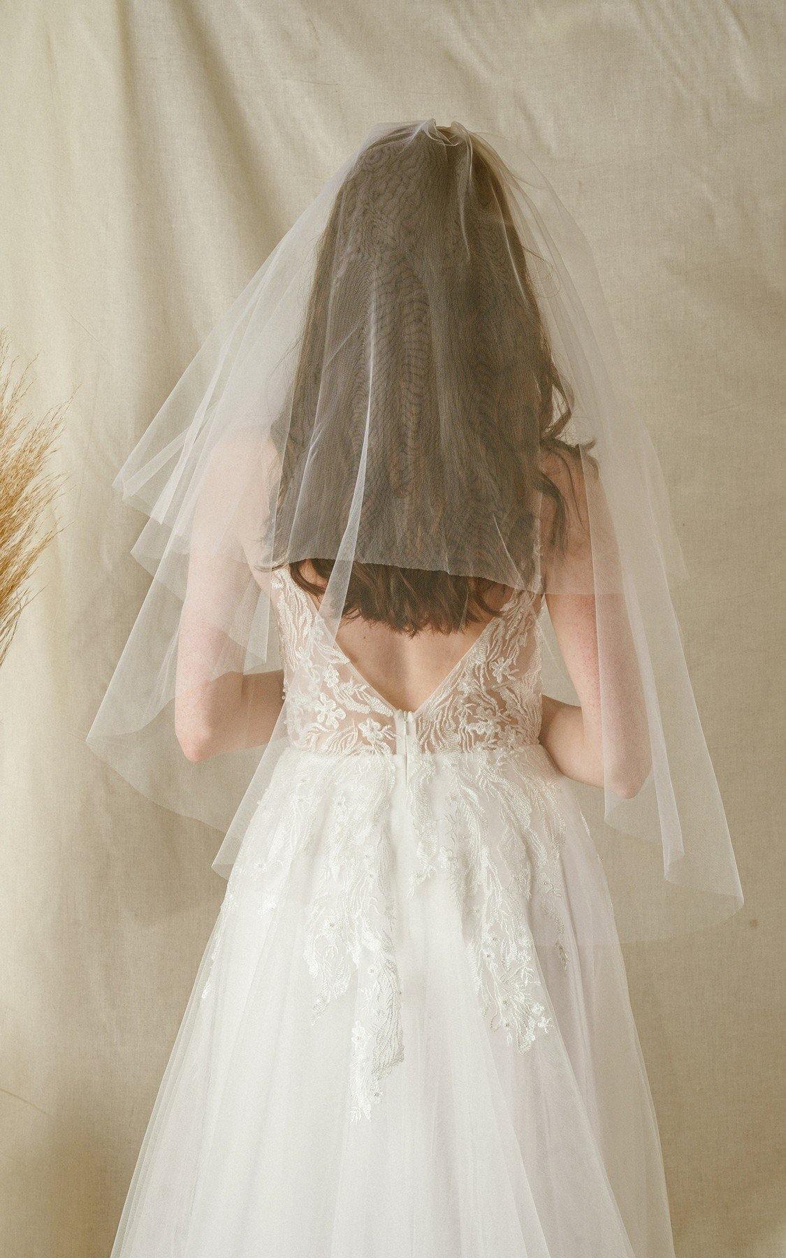 Simple Wedding One Layer Bridal Veil - The Dress Outlet