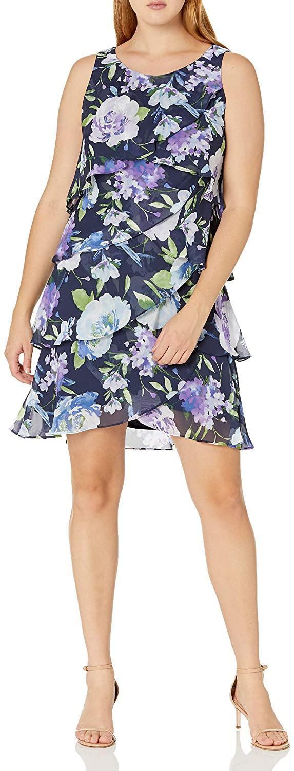 SL Fashion Short Sleeveless Floral Dress 9171734 - The Dress Outlet
